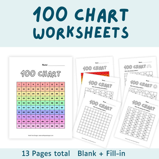 100 Chart Worksheets - Printable