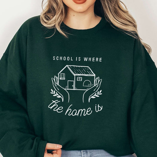 Womens Crewneck SweatshirtWolfe Paw DesignsWomens Crewneck SweatshirtCozy up while homeschooling your children in our School Is Where The Home Is  sweater.🤍
Available in hoodie and tshirt
50% cotton, 50% polyesterMedium-heavy fabricLSchool Is Where The Home Is  Womens Crewneck Sweatshirt