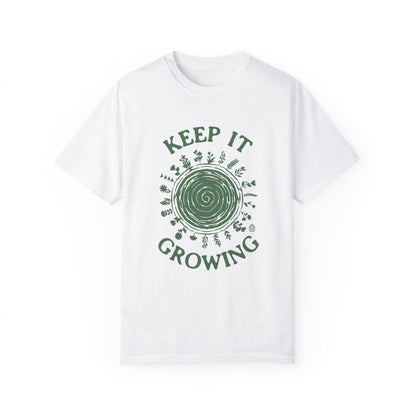 Keep It Growing Adult T-shirt Tree Ring Flowers Earthy