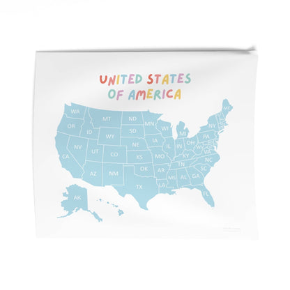 United States of America Map Wall Tapestry in Blue