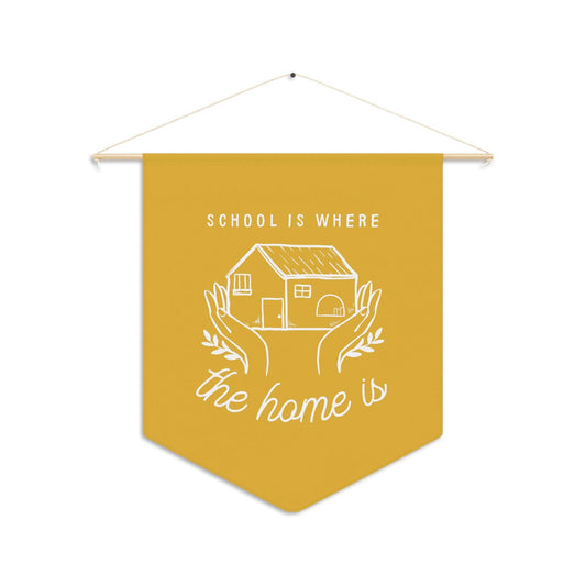 School Is Where The Home Is Pennant Banner in Mustard
