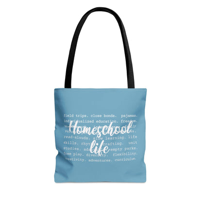 Homeschool Life Tote Bag in Blue Large Travel Tote