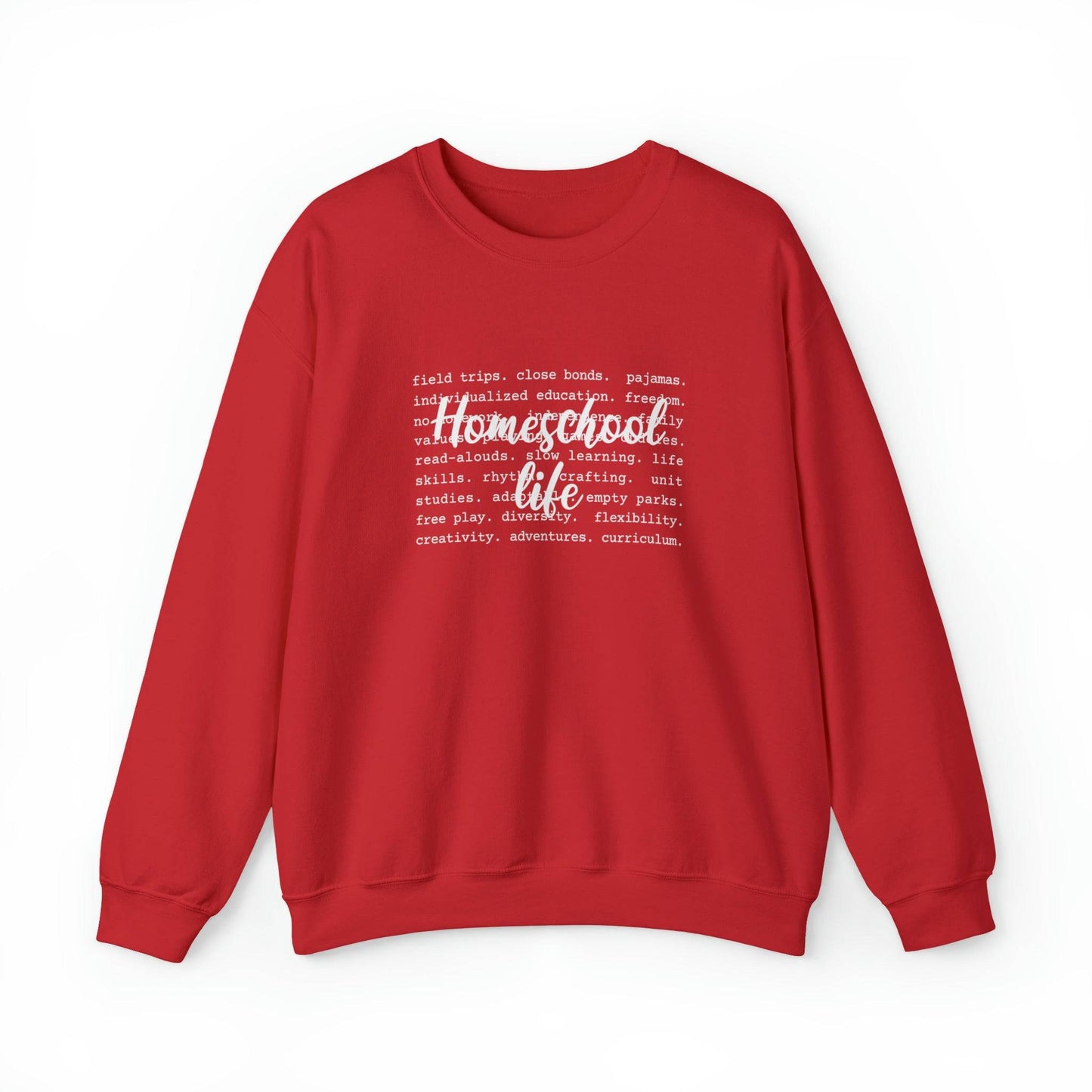 red homeschool life sweater