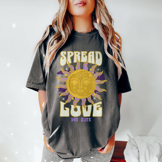 Spread Love Not Hate Sun Moon and Stars Womens Shirt