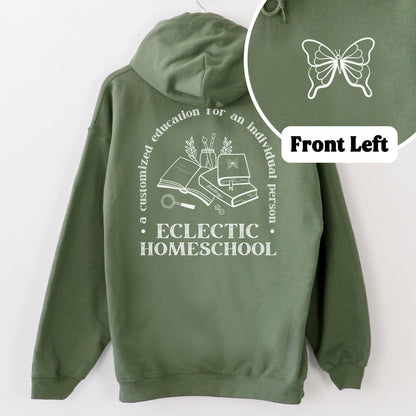 Eclectic Homeschool Hooded SweatshirtWolfe Paw DesignsEclectic Homeschool Hooded SweatshirtA comfy hooded sweater for the eclectic homeschool mamas.
Back displays: A customized education for an individual person
Also available in a Tee Shirt: Click Here
anEclectic Homeschool Hooded Sweatshirt for moms