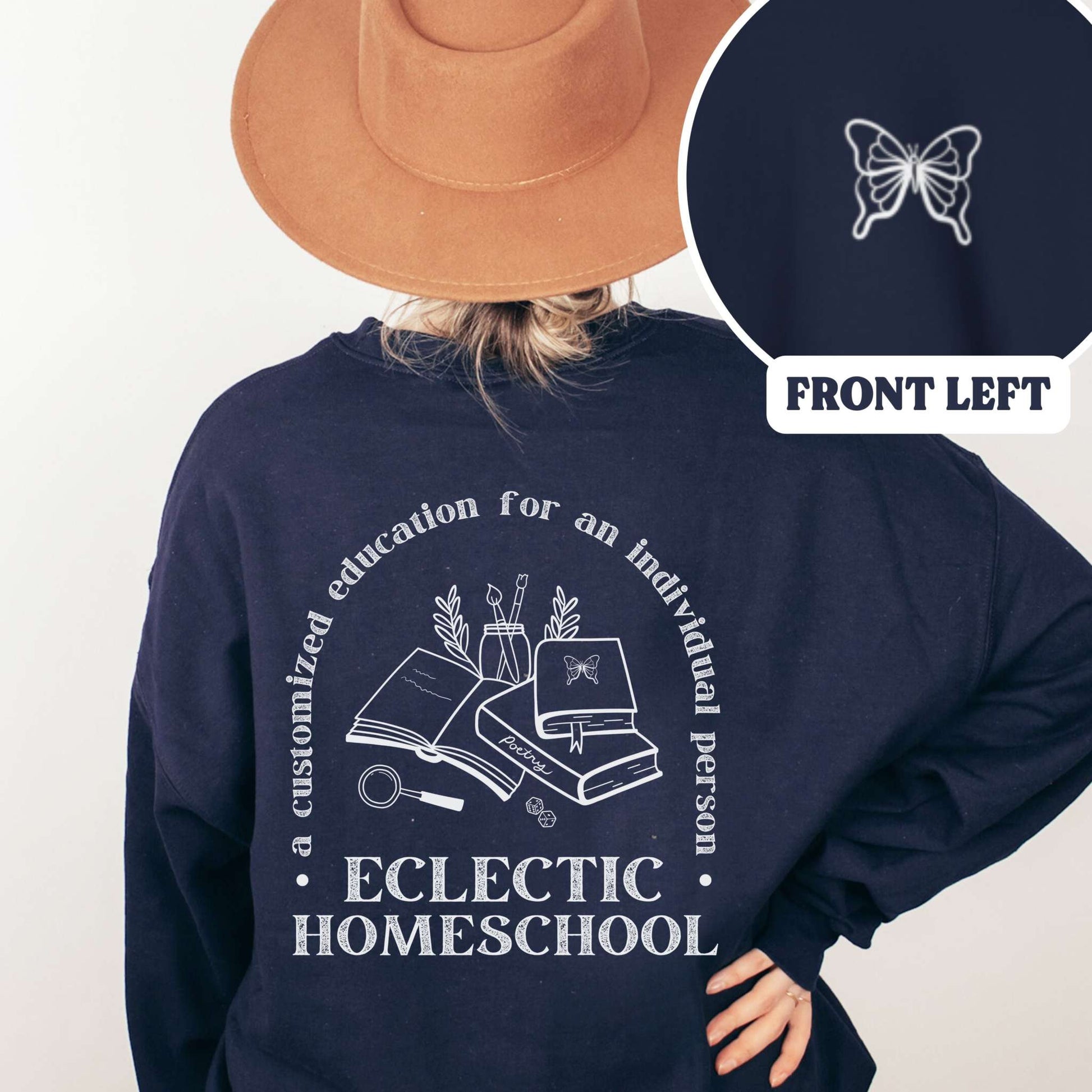 Eclectic Homeschool Crewneck SweatshirtWolfe Paw DesignsEclectic Homeschool Crewneck SweatshirtFinally, a sweater for the eclectic homeschool moms!
A customized education for an individual person 
Also in a Tee Shirt: Click Here
&amp; Hoodie: Click Here
50% coEclectic Homeschool Crewneck Sweatshirt for moms