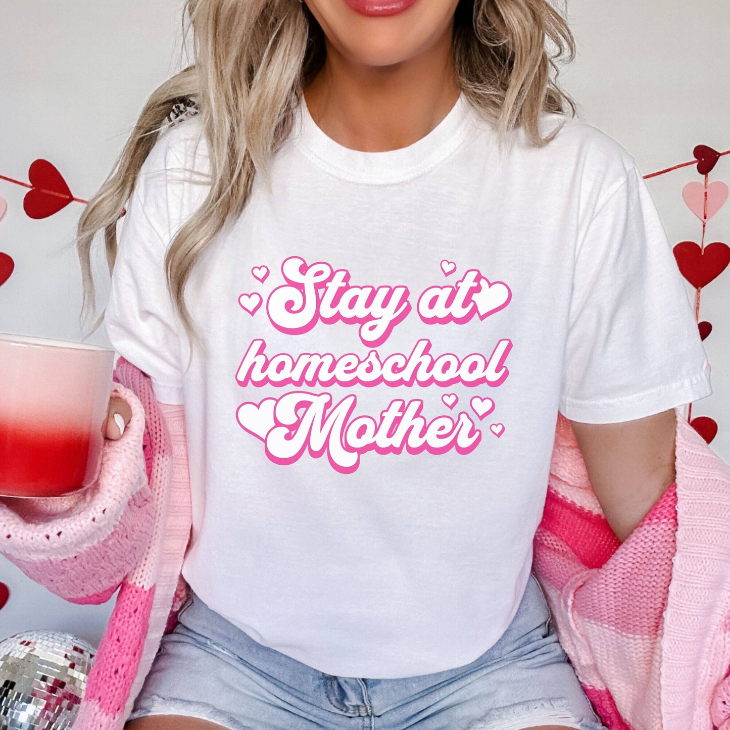 Stay At Home-School Mother Womens Shirt hearts