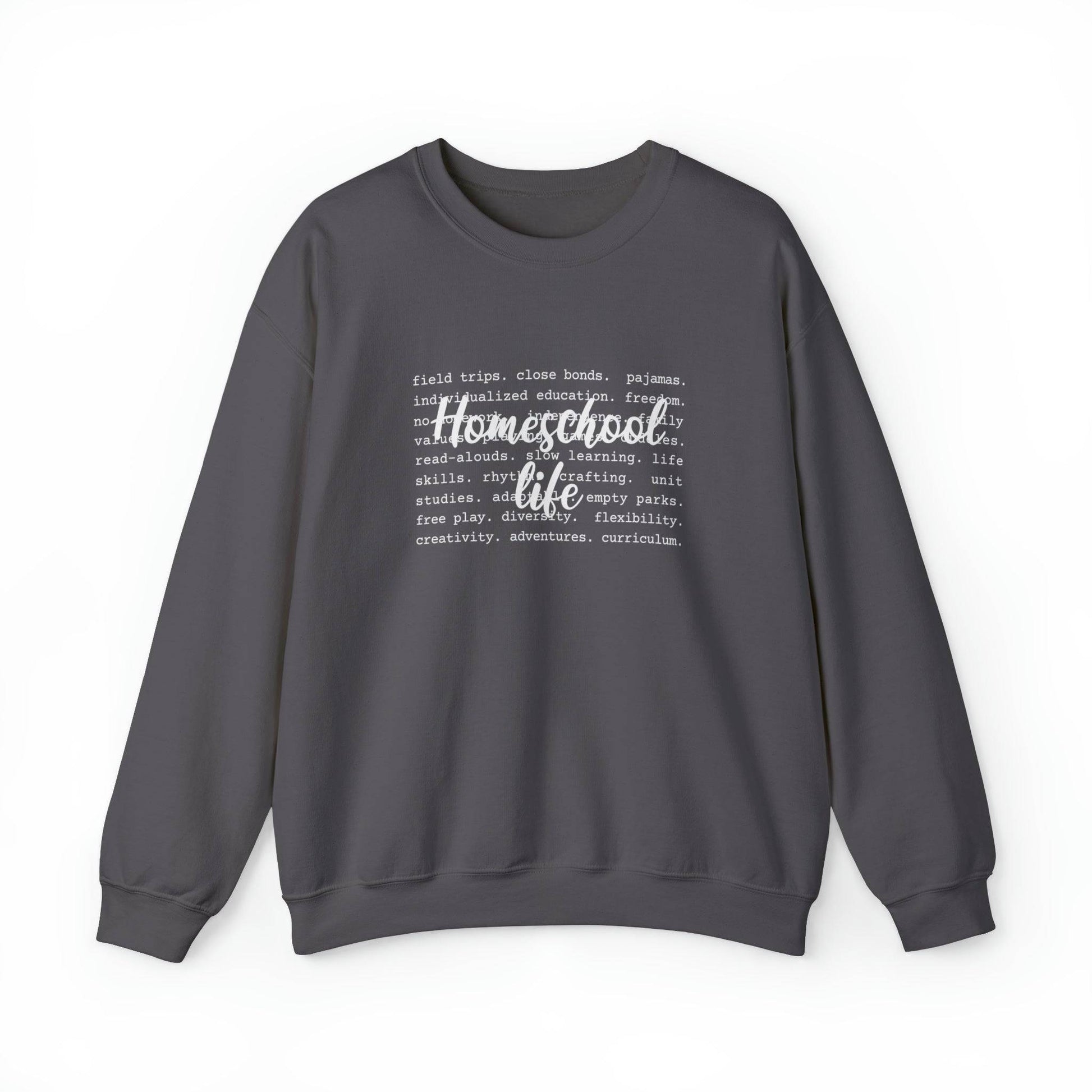 homeschool life sweatshirt in gray homeschooling moms