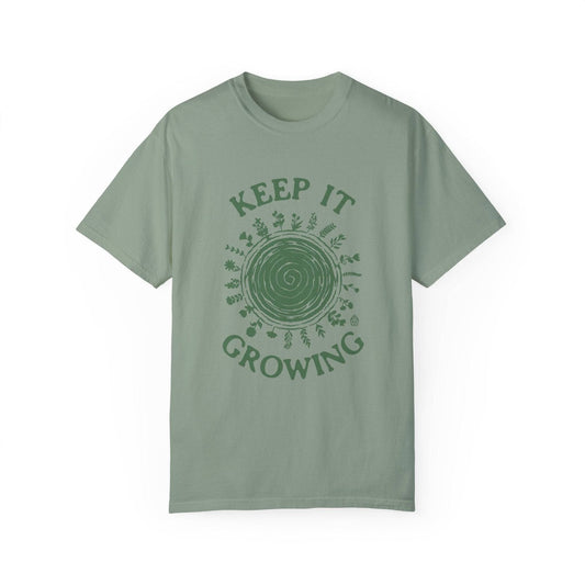 Keep It Growing Adult T-shirt Tree Ring Flowers Earthy