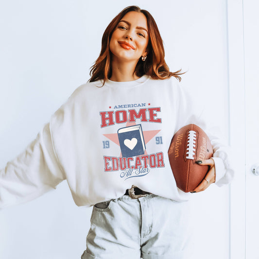 white red blue patriotic american home educator sweater sweatshirt for homeschool moms