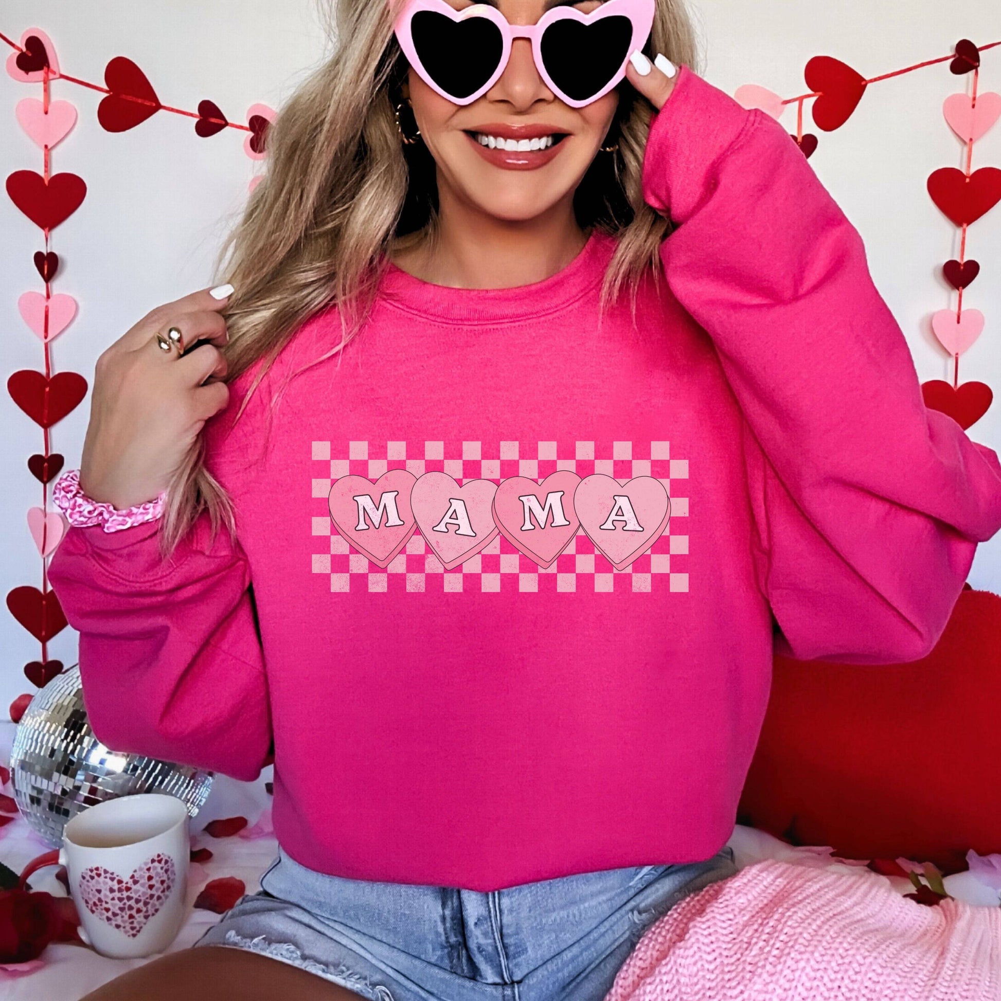Pink Valentines Love Heart Leopard Plaid Hoodie