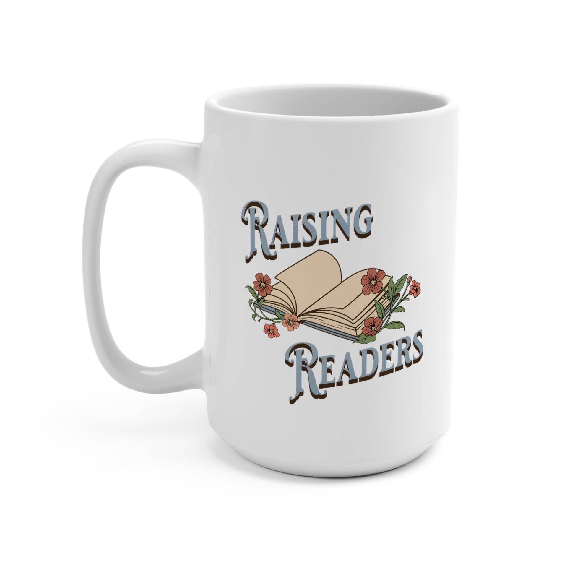 Raising Readers Mug 15 oz Floral Books Bookish Cup