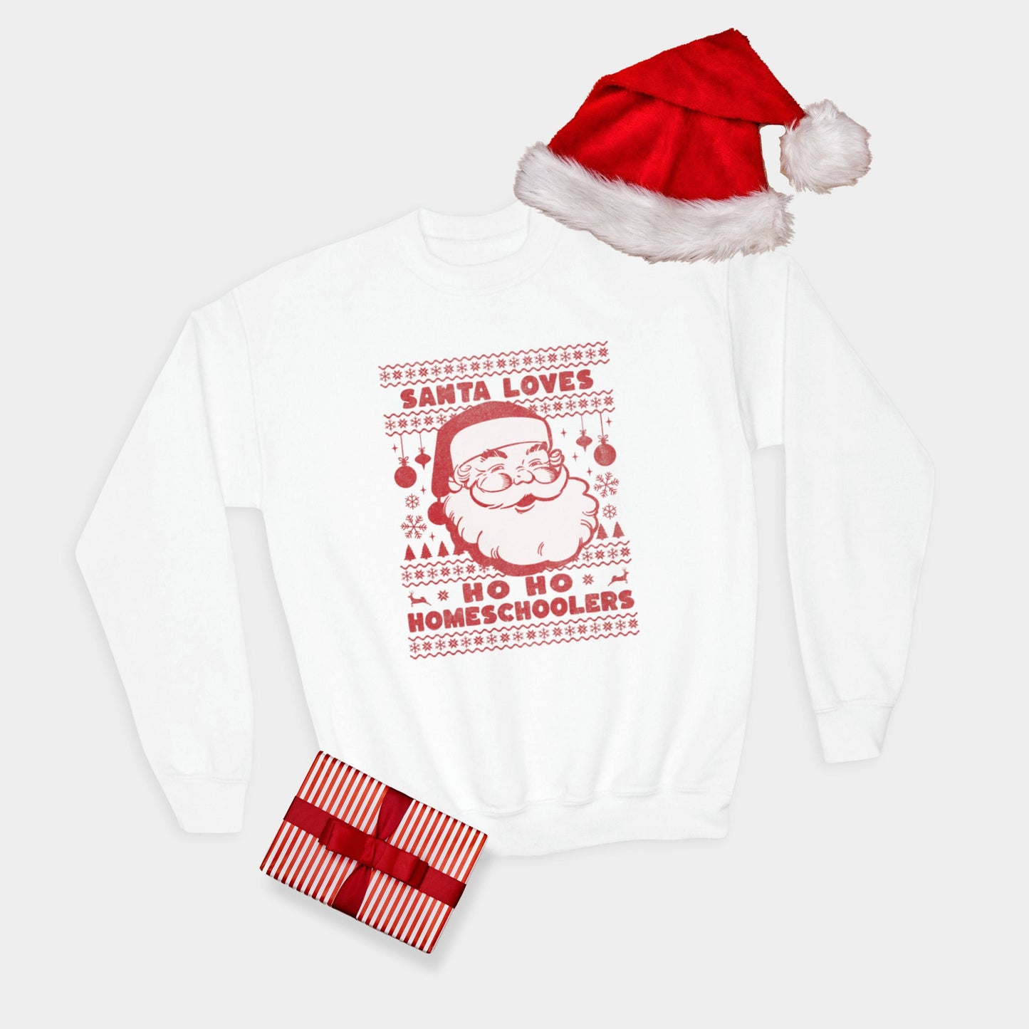 Santa loves Ho Ho Homeschoolers Kids Crewneck Sweatshirt