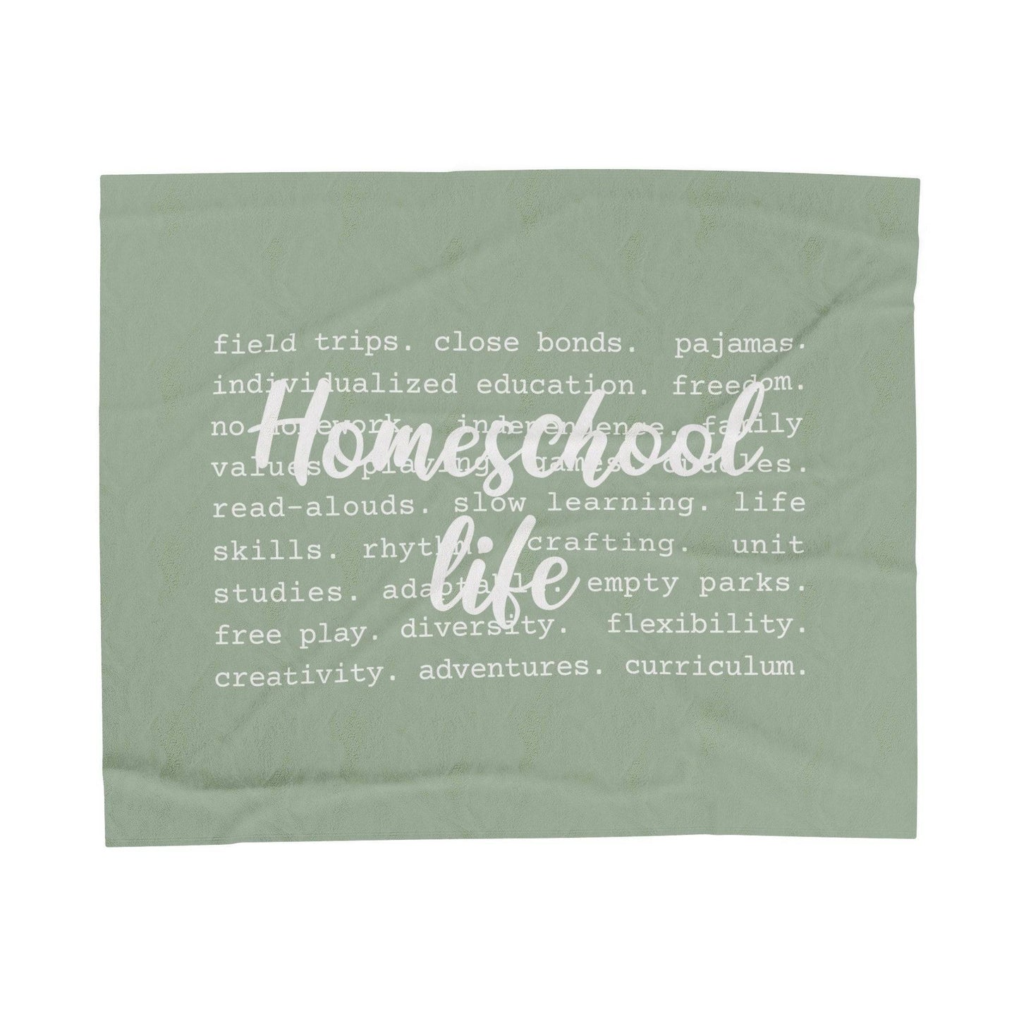 homeschool life blanket in sage green comfy soft