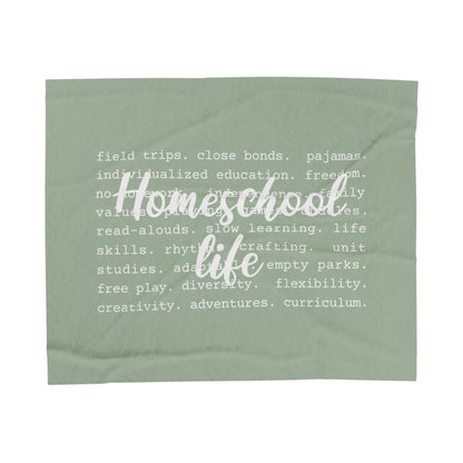 homeschool life blanket in sage green comfy soft