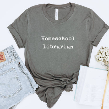 Homeschool Librarian Typewriter style Short Sleeve Tee Shirt