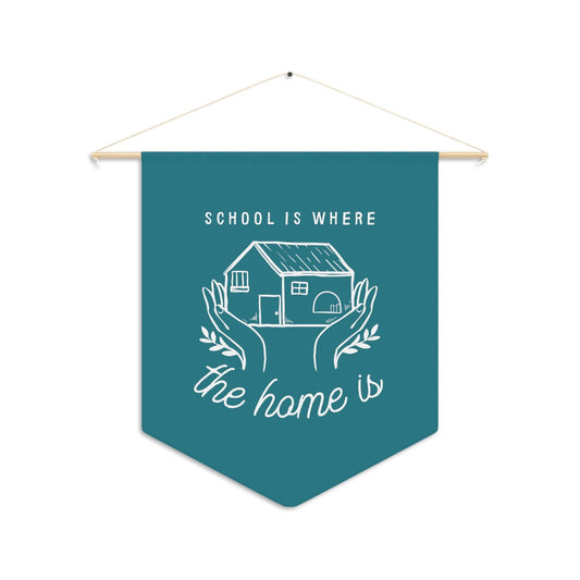 School Is Where The Home Is Pennant Banner in Teal