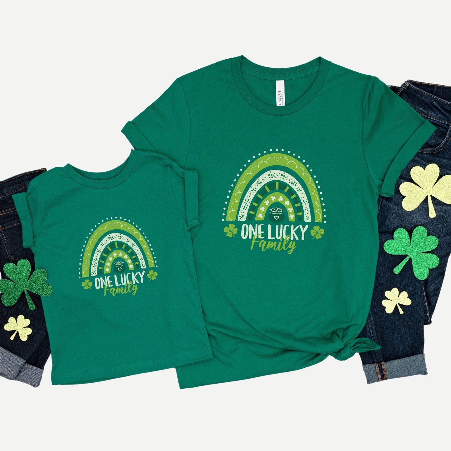 One Lucky Family Youth Short Sleeve Tee Shirt Saint Patricks