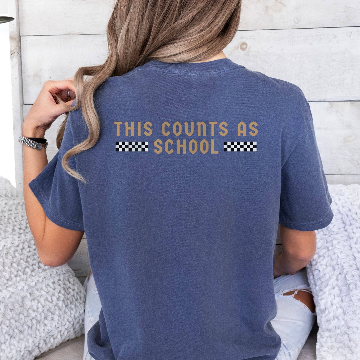 this counts as school shirt for moms and kids womens adult teen denim blue