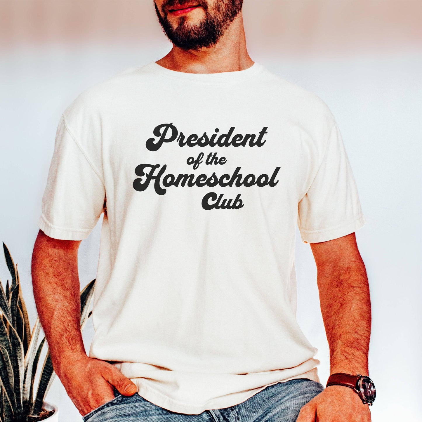 president of the homeschool club shirt in ivory