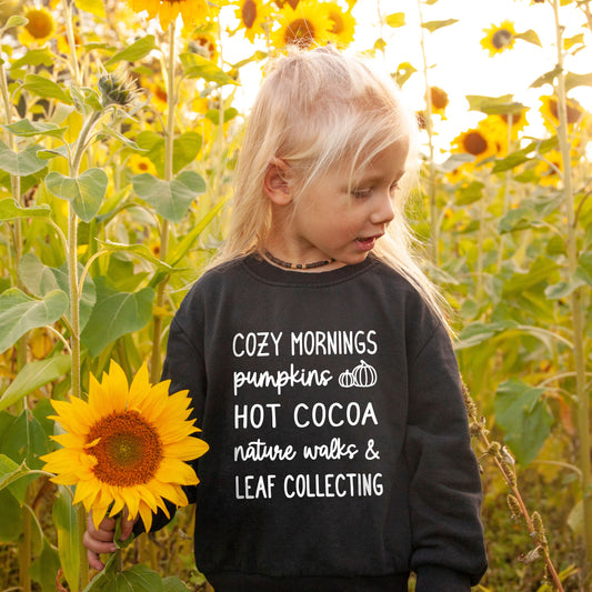 Cozy Mornings & Leaf Collecting Youth Sweatshirt