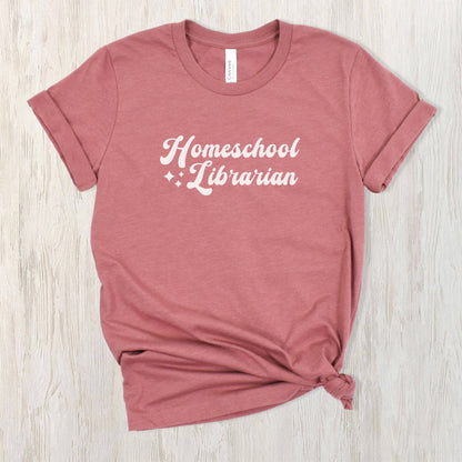 Homeschool Librarian Short Sleeve Tee Shirt Retro Style