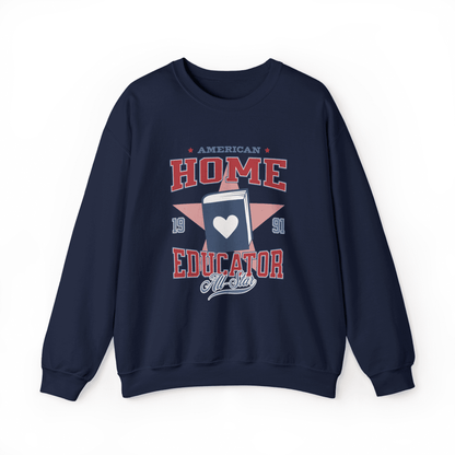 white red blue patriotic american home educator sweater sweatshirt for homeschool moms in navy