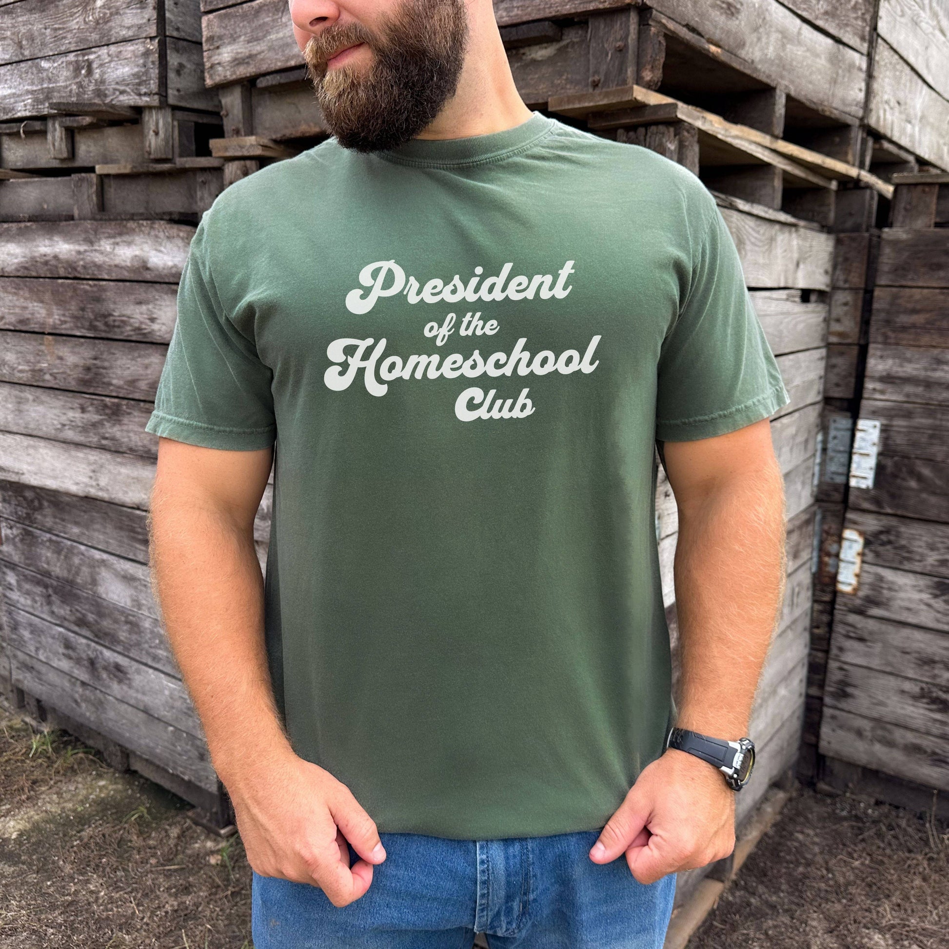green moss president of the homeschool club dad father shirt