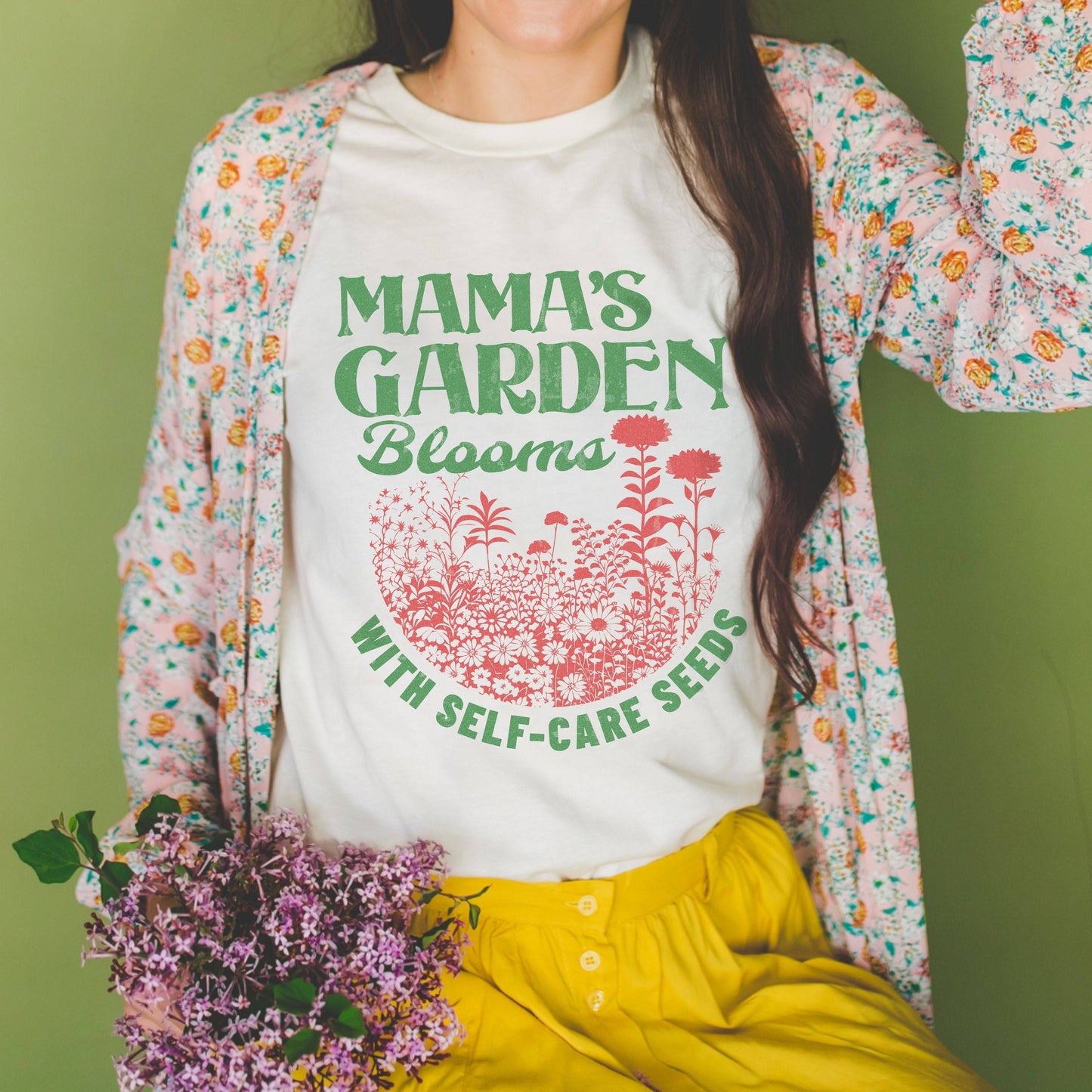 Mama's Garden Blooms Womens Short Sleeve Shirt